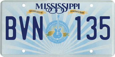 MS license plate BVN135