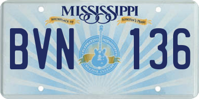 MS license plate BVN136