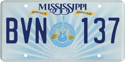 MS license plate BVN137