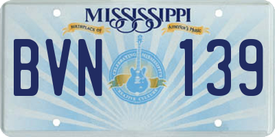 MS license plate BVN139