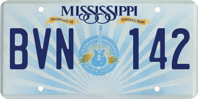 MS license plate BVN142