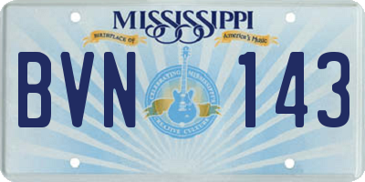 MS license plate BVN143