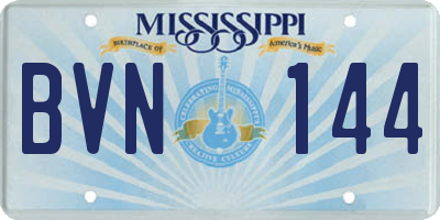MS license plate BVN144