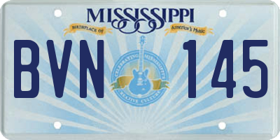 MS license plate BVN145