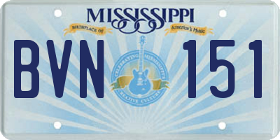 MS license plate BVN151
