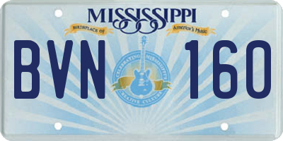 MS license plate BVN160