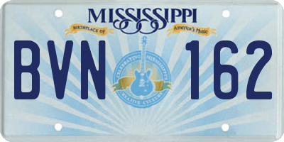 MS license plate BVN162