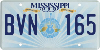MS license plate BVN165