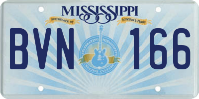 MS license plate BVN166