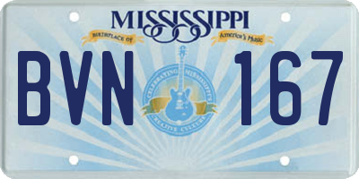 MS license plate BVN167