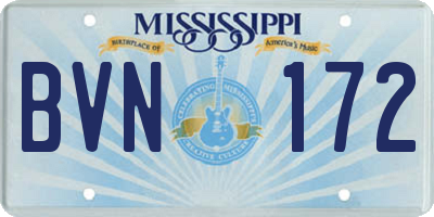 MS license plate BVN172