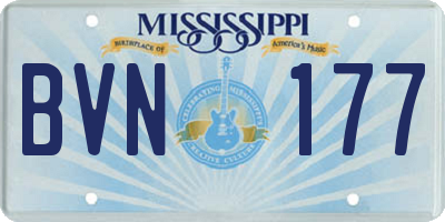 MS license plate BVN177
