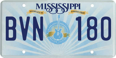 MS license plate BVN180