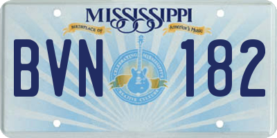 MS license plate BVN182