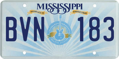 MS license plate BVN183