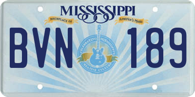 MS license plate BVN189