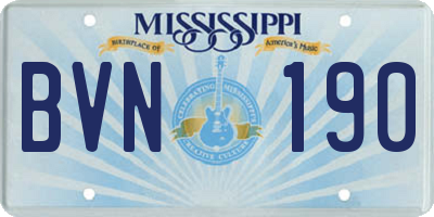 MS license plate BVN190