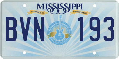 MS license plate BVN193