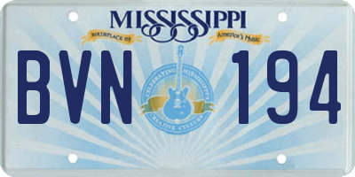 MS license plate BVN194