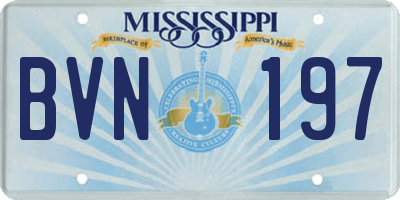 MS license plate BVN197