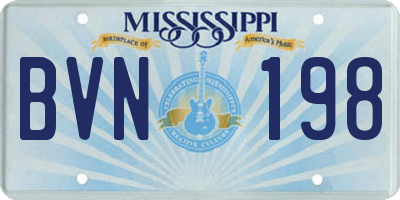 MS license plate BVN198