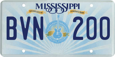 MS license plate BVN200
