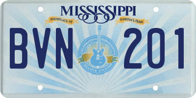 MS license plate BVN201