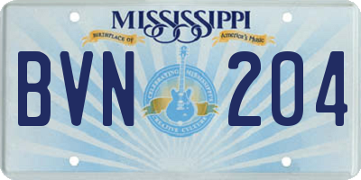 MS license plate BVN204