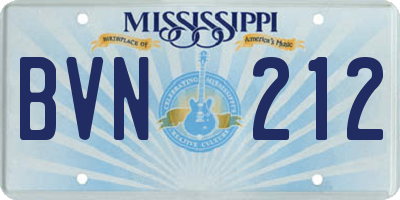 MS license plate BVN212