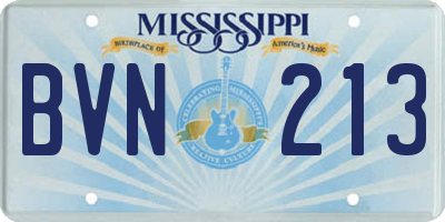 MS license plate BVN213