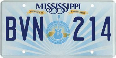 MS license plate BVN214