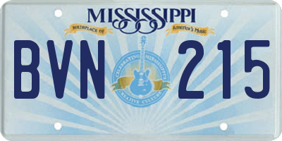 MS license plate BVN215