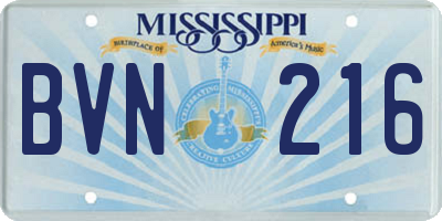 MS license plate BVN216