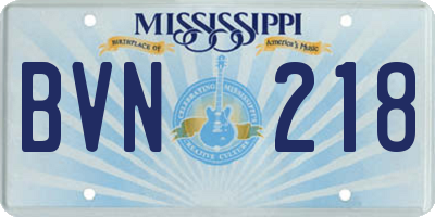 MS license plate BVN218