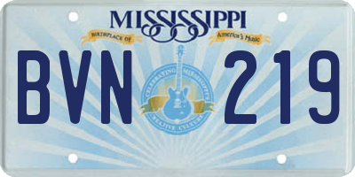 MS license plate BVN219