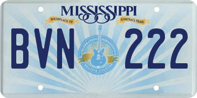 MS license plate BVN222