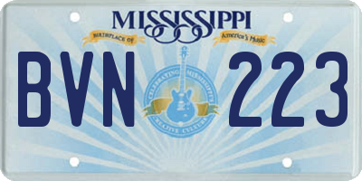 MS license plate BVN223
