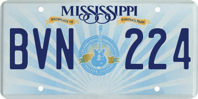 MS license plate BVN224