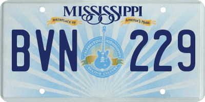 MS license plate BVN229