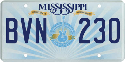 MS license plate BVN230
