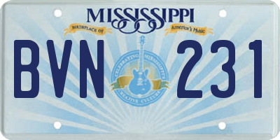 MS license plate BVN231