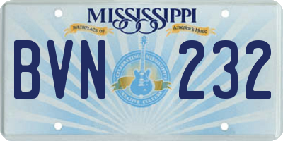 MS license plate BVN232