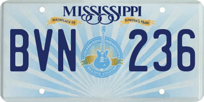 MS license plate BVN236