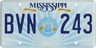 MS license plate BVN243