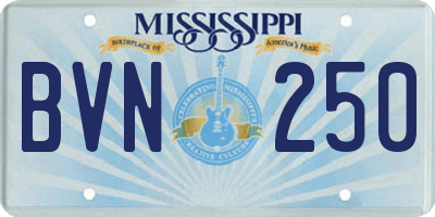 MS license plate BVN250