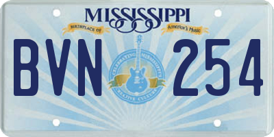 MS license plate BVN254