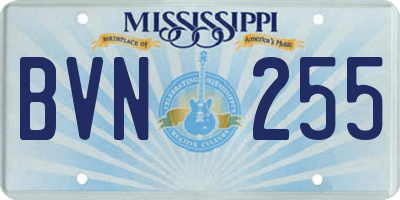 MS license plate BVN255