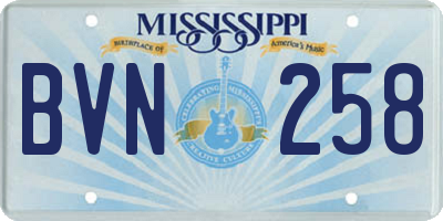 MS license plate BVN258