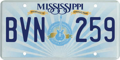 MS license plate BVN259