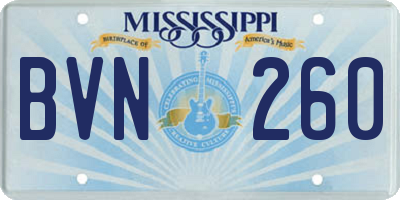 MS license plate BVN260